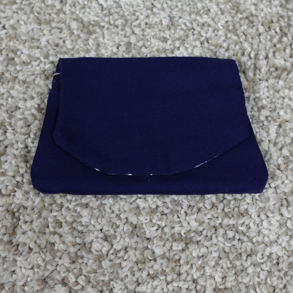 Handmade Navy Blue Canvas Pocket Wallet Galaxy Celestial Print Interior Snap